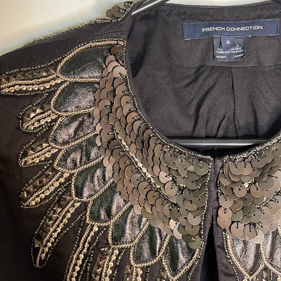 French Connection Black Cropped Embellished Bolero Jacket - Picture 3 of 3